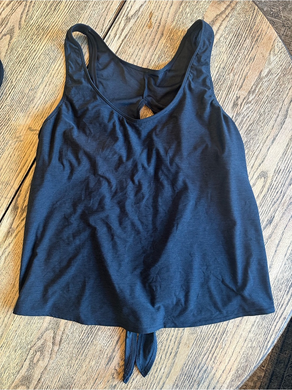Kona Sol Black Tie-Back Scoop Tank Top